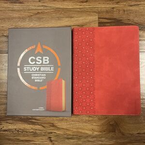 CSB Study Bible, Coral Leather Red Letter Maps Gift Christian Standard  NIB NEW